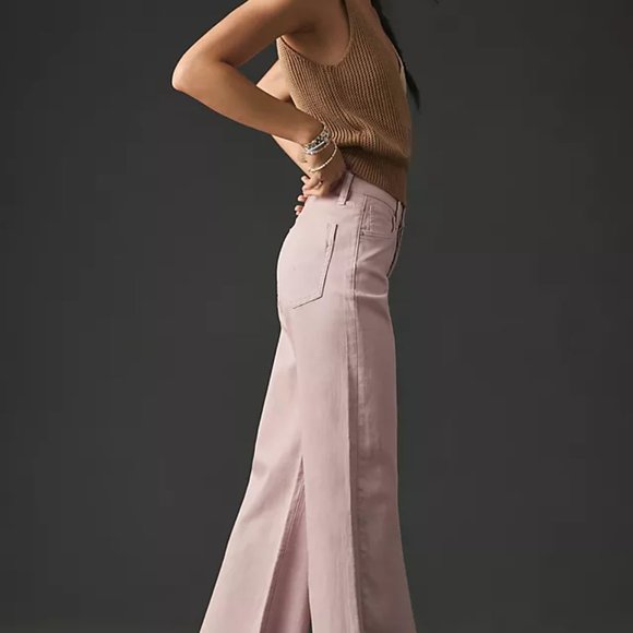 NWT Anthropologie Hudson Rosie High-Rise Wide-Leg Ankle Pink Jeans - Picture 5 of 11